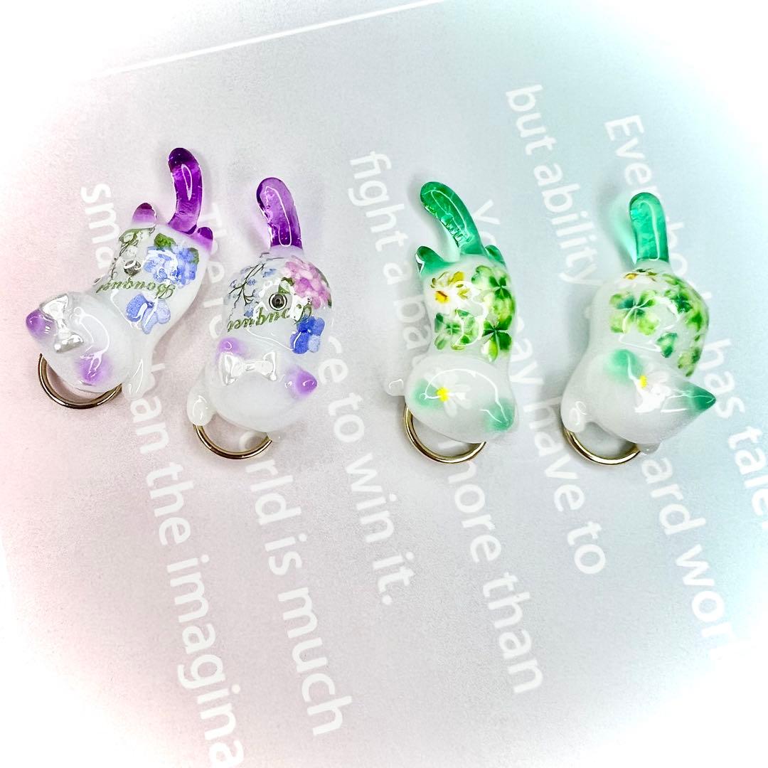 リクエスト専用　紫の花束　猫　5個セット