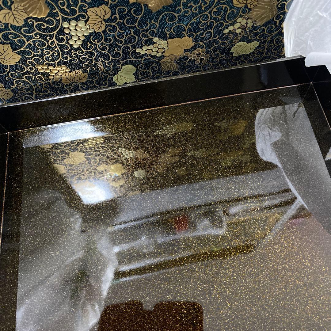 漆器 蒔絵 螺鈿 葡萄唐草文 文箱 筆箱 共箱付 工芸品 未使用