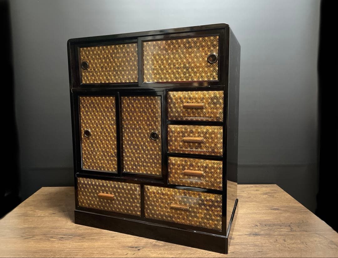 勲六等瑞宝章受章　露木清次創作　箱根寄木細工　小箪笥　伝統工芸品