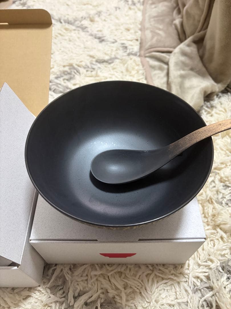 まるぶん marubun 黒釉飛び鉋　究極のラーメン鉢レンゲセット 2個セット