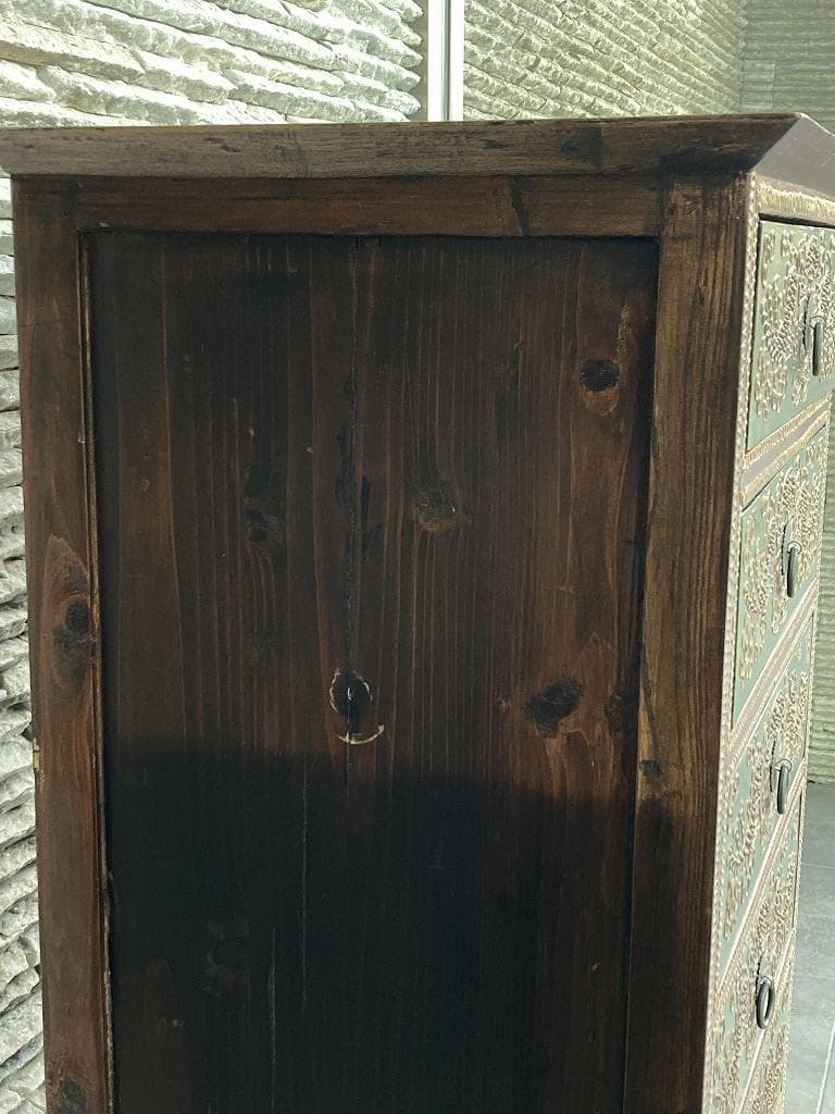 アンティーク　シノワズリ　１０段引出し　チェスト　東洋家具　唐箪笥　中国風文様