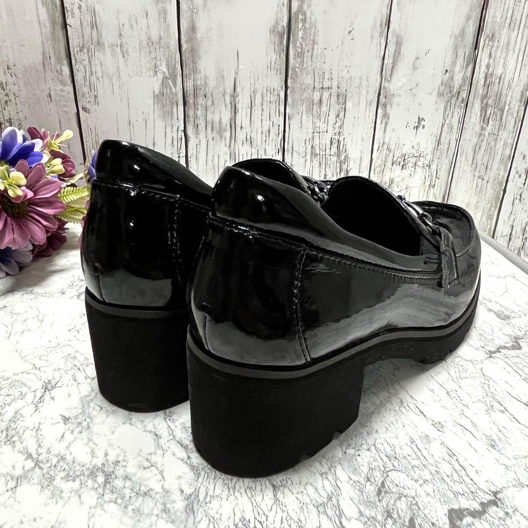 【極美品】ブソラ ヒールアップ ビットローファー エナメル (38)