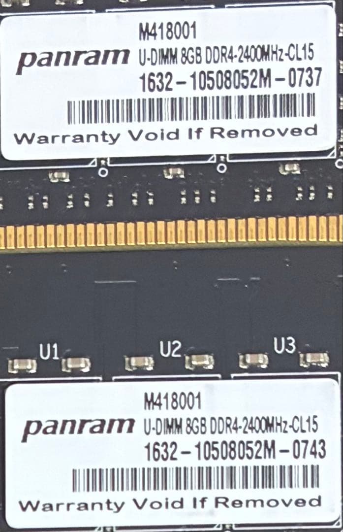 【中古】DDR4-2400 16GB(8GB×2枚) Panram