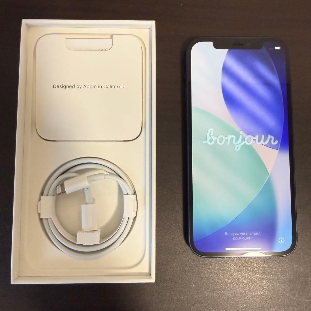 iPhone12 64GB ブルー 化粧箱　ケーブル　おまけ付き