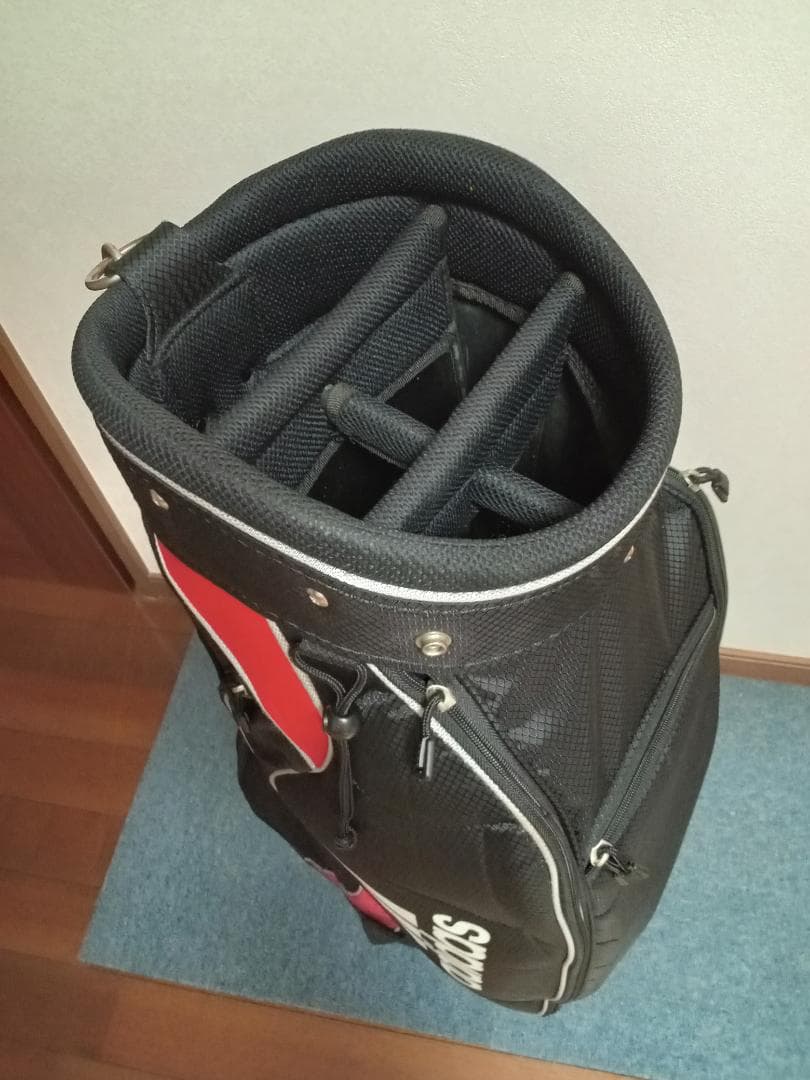 ★美品★adidas★アディダス★軽量ナイロン★キャディバッグ★9型★黒/赤★