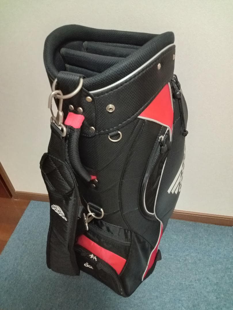 ★美品★adidas★アディダス★軽量ナイロン★キャディバッグ★9型★黒/赤★