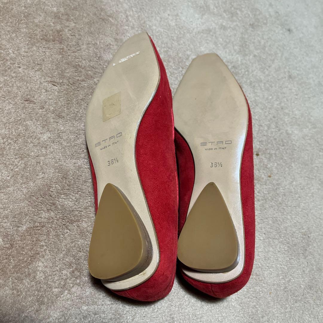 【美品】 エトロ　ETRO レディース　パンプス　赤　スエード　23.5