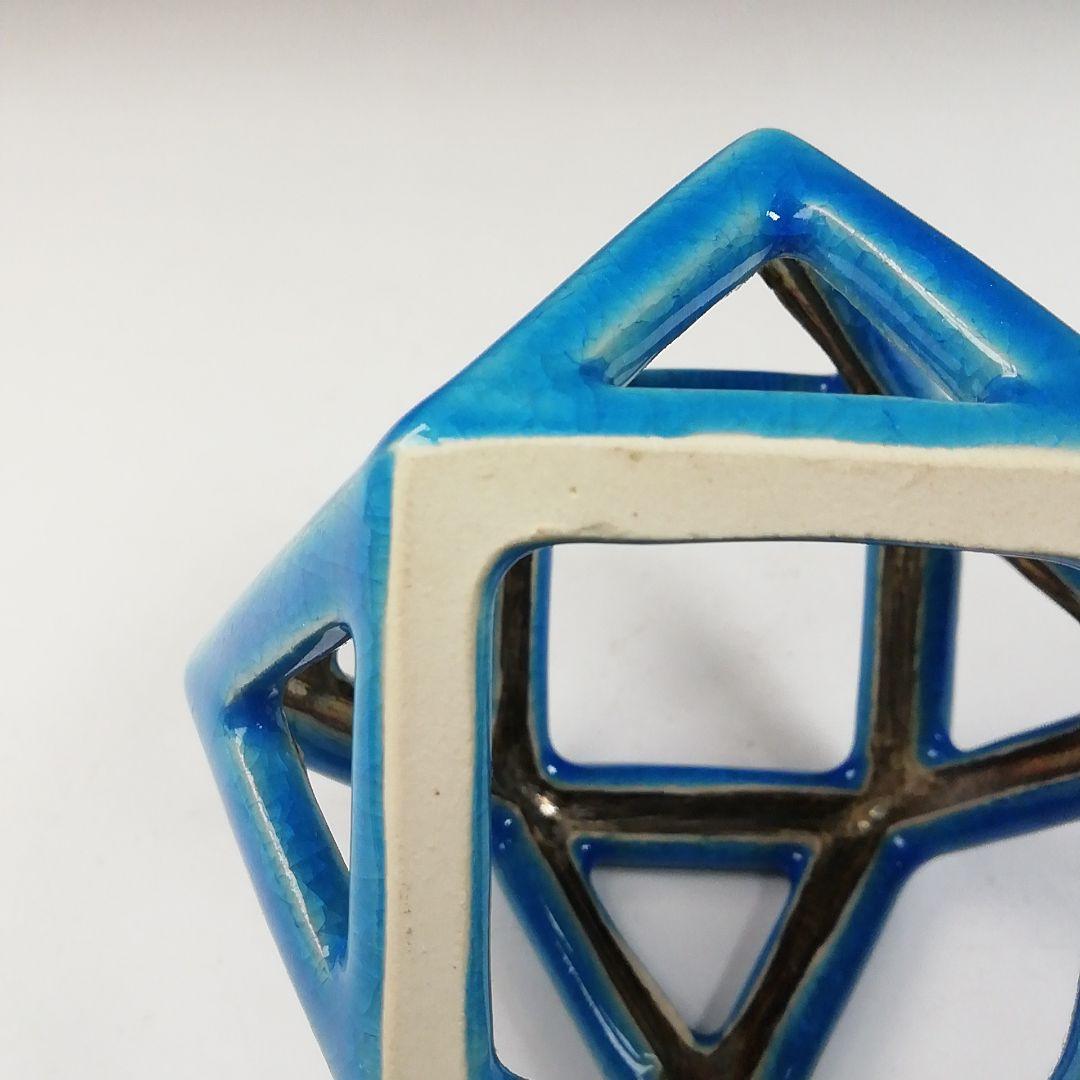 Ｔ７５２　蓋置　『浅黄交趾　銀彩切子』『平安　手塚桐鳳』　共箱　茶道具