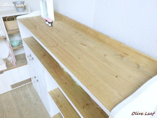 サイズ、デザインオーダー可●超ワイドキャビネット●シャビーホワイト無垢●受注製作