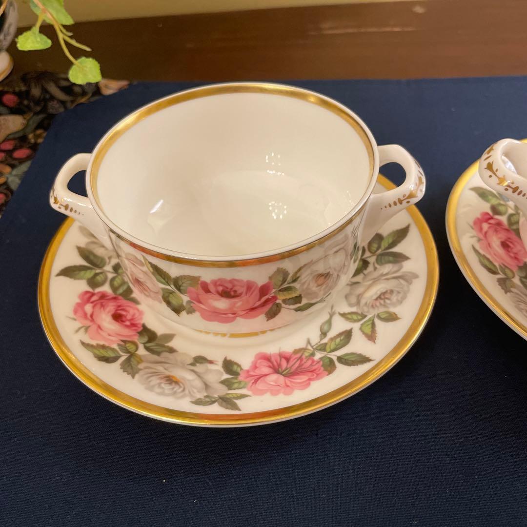 ロイヤルウースター　バラの花柄 スープカップ 2個セット　ロイヤルガーデン　レア