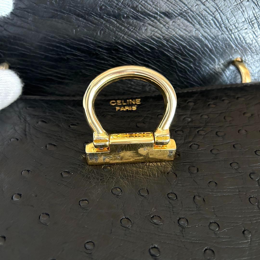 美品✨ セリーヌ オーストリッチ ワンハンドル ショルダーバッグ ブラック