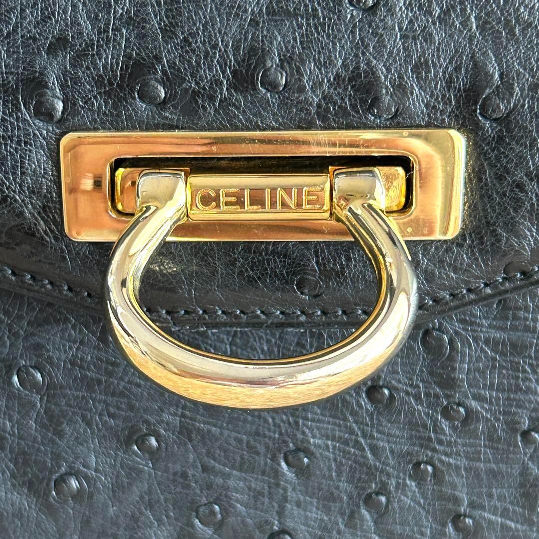 美品✨ セリーヌ オーストリッチ ワンハンドル ショルダーバッグ ブラック