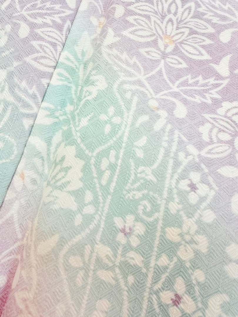 未使用品 高級 小紋 洗える着物 パステルカラー ポリエステル