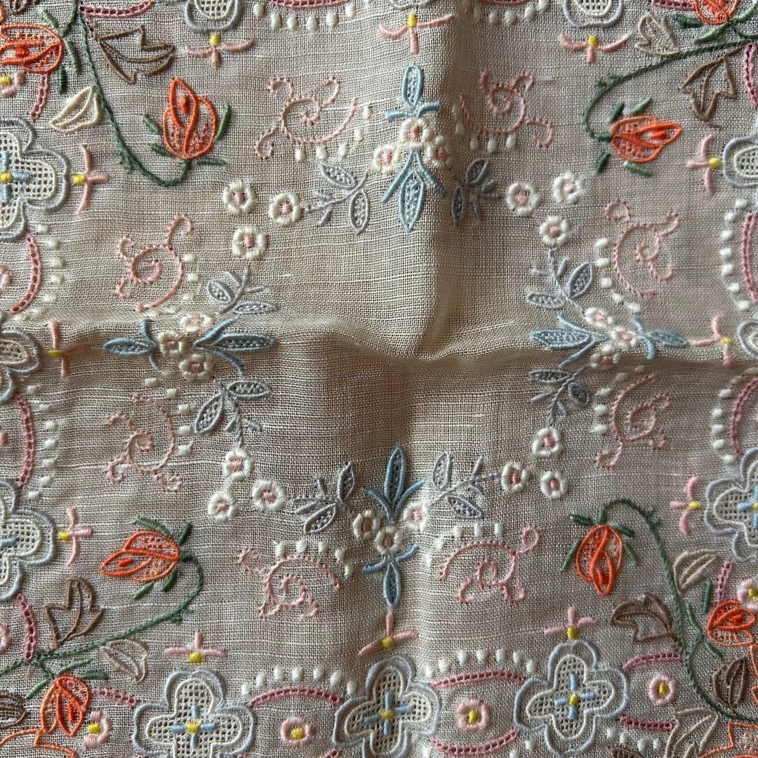 スワトウ 刺繍 ハンカチ 花柄　3枚セット