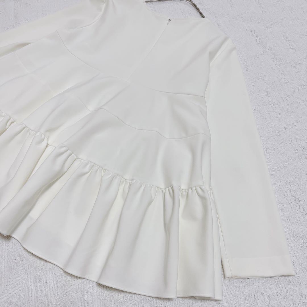 人気⭐︎ヨリ　yori ティアードストレッチブラウス　ホワイト　セレモニー　38