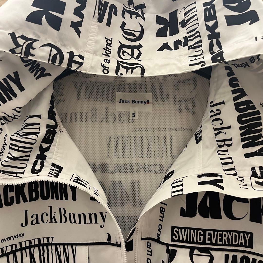 新品★24,200円 ジャックバニー フルジップフーディブルゾン ロゴ総柄 白L