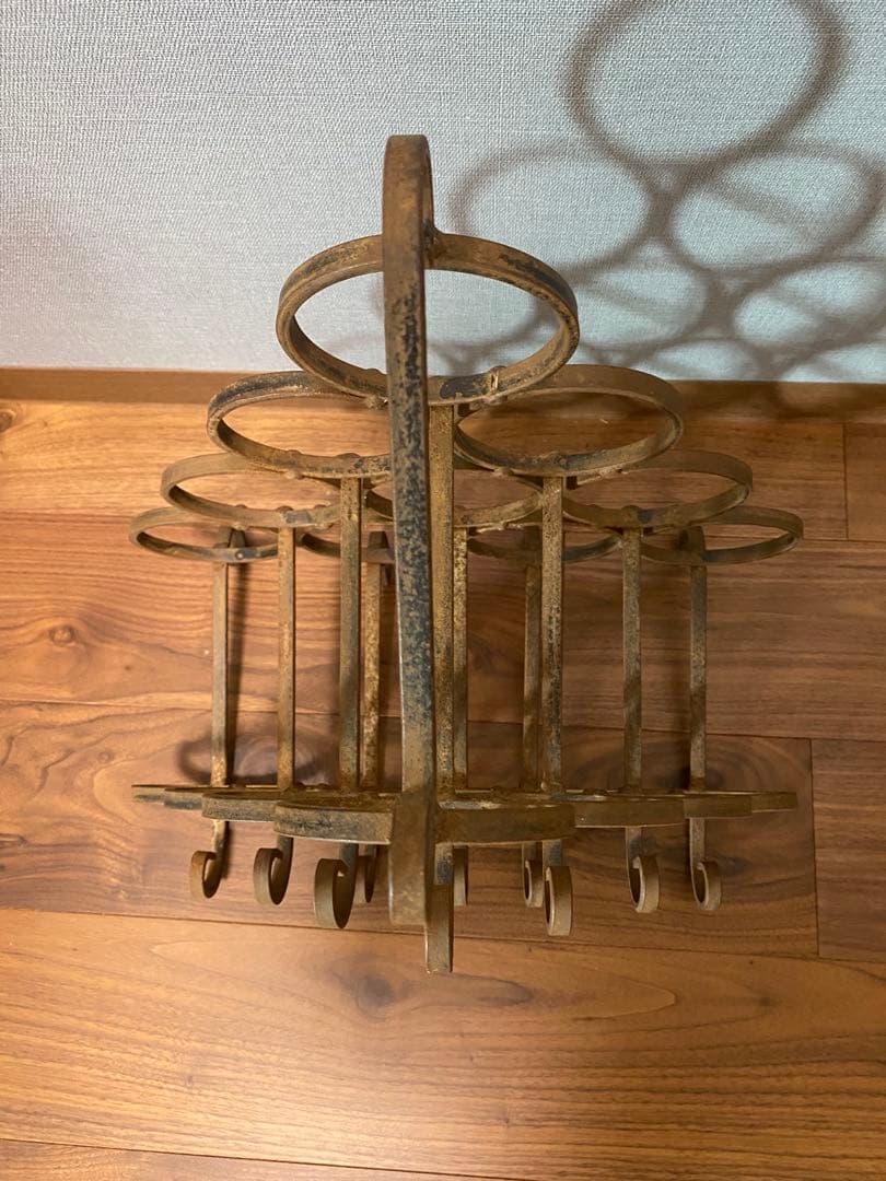 フランス　アンティーク　ワインラック　アイアン　葡萄柄　鉄