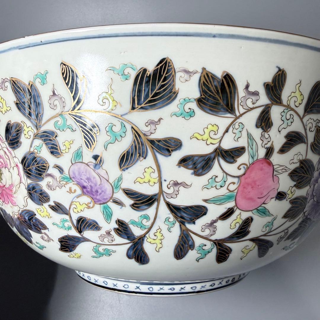 明治〜大正時代　アンティーク有田　極上品　色絵花草文様三ツ揃鉢　箱付　超絶技巧