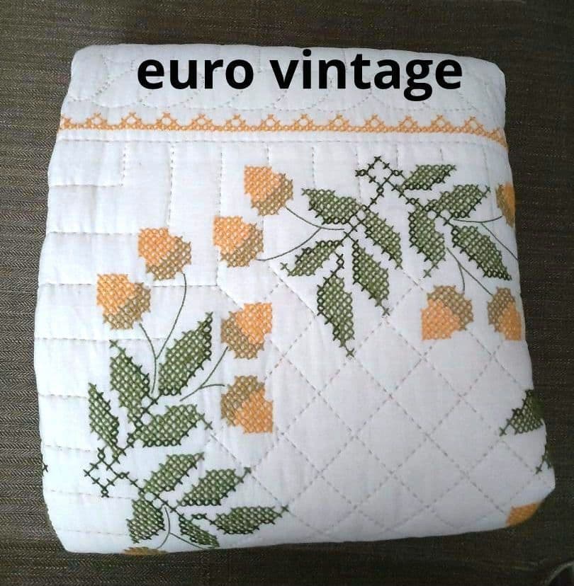 フランスアンティーク どんぐり ヴィンテージ クロスステッチ キルティング