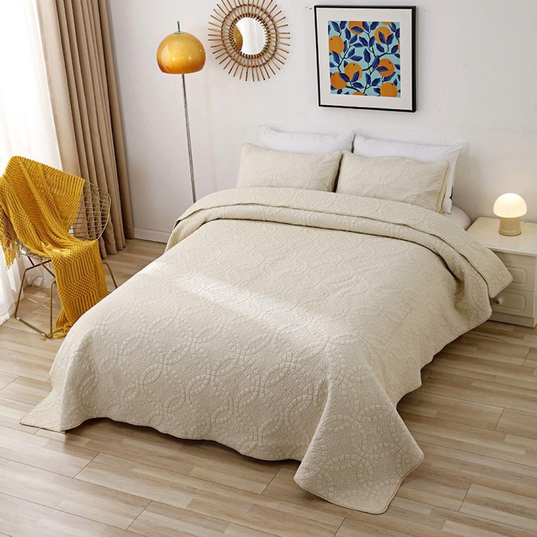 キルトベッドカバー3点セット綿マルチカバー キルティング 284A