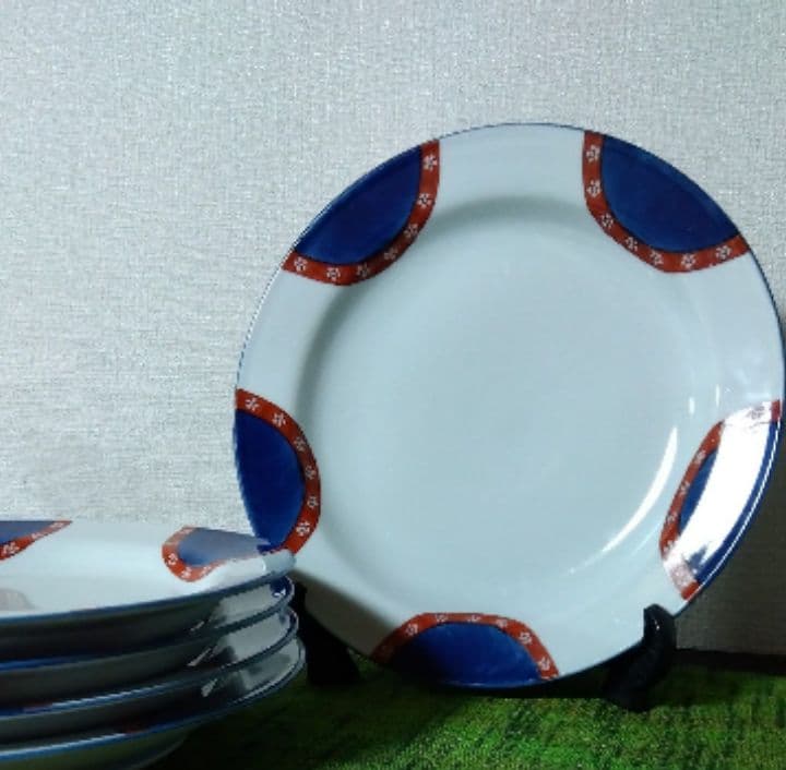 有田焼 源右衛門 染付梅地紋 皿　5枚組