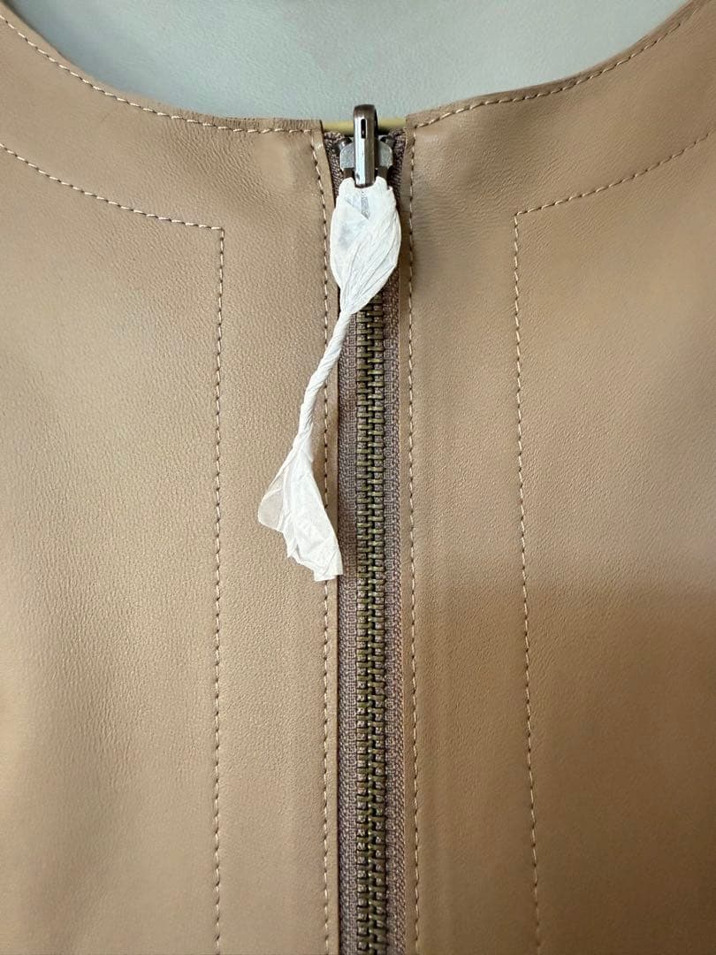 SHOPチャンネル　元町ゼラール　リバーシブル羊皮ノーカラージャケット 15号