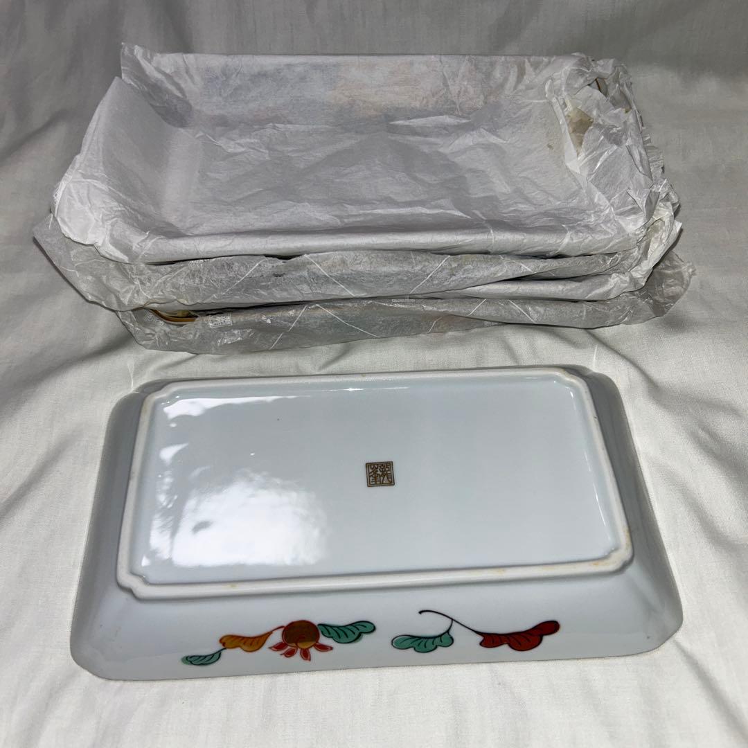 龍峰　角皿　長皿　5枚組　金彩