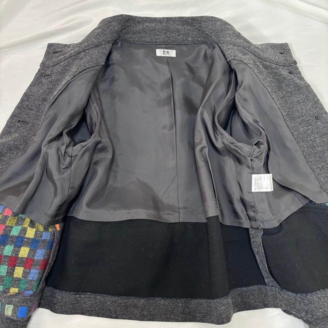 美品 慈雨 ウール コート 変形 ハーフコート 40サイズ