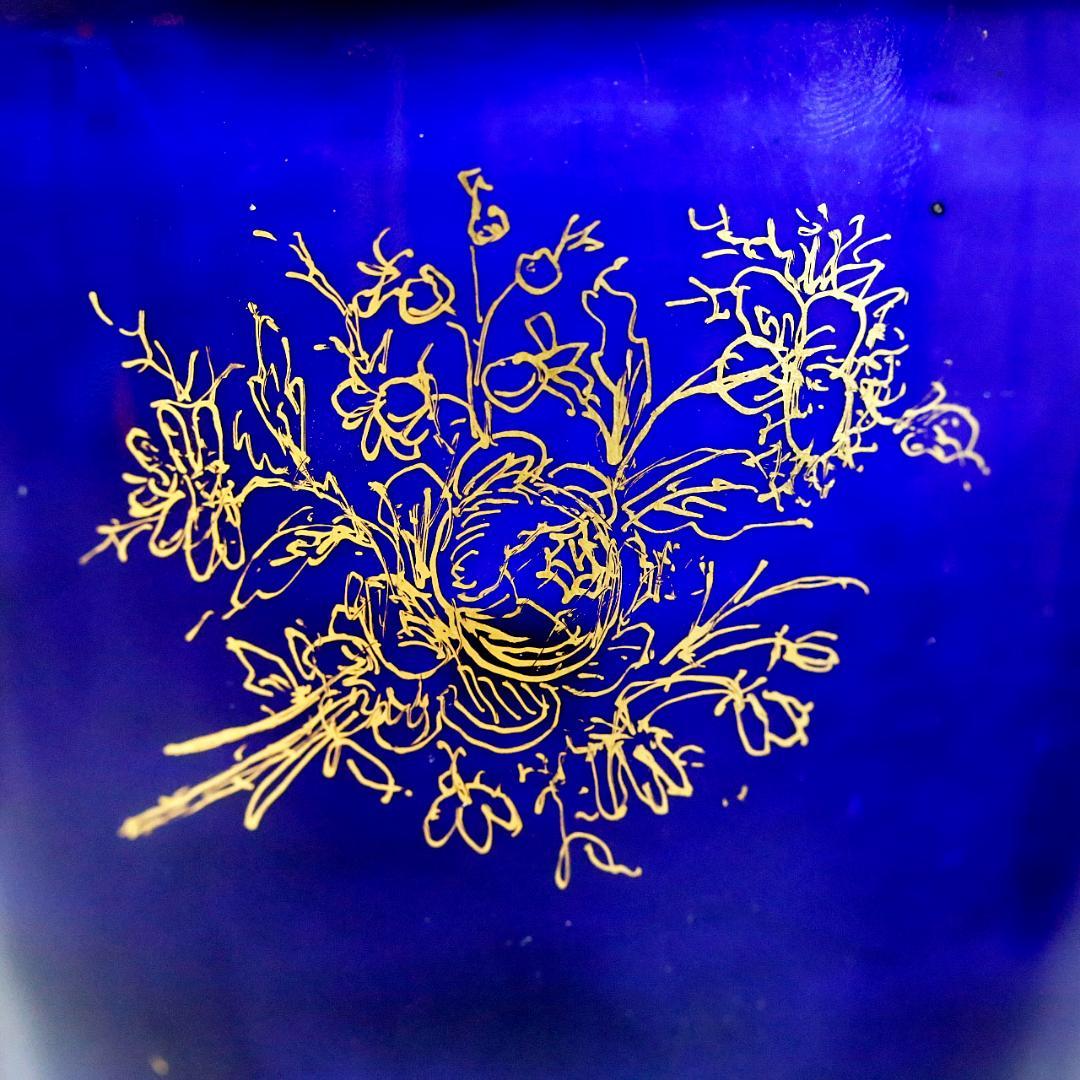 【送料込み】ドレスデン 帆船 壺 蓋付き 飾り壺 コバルト 金彩 ①