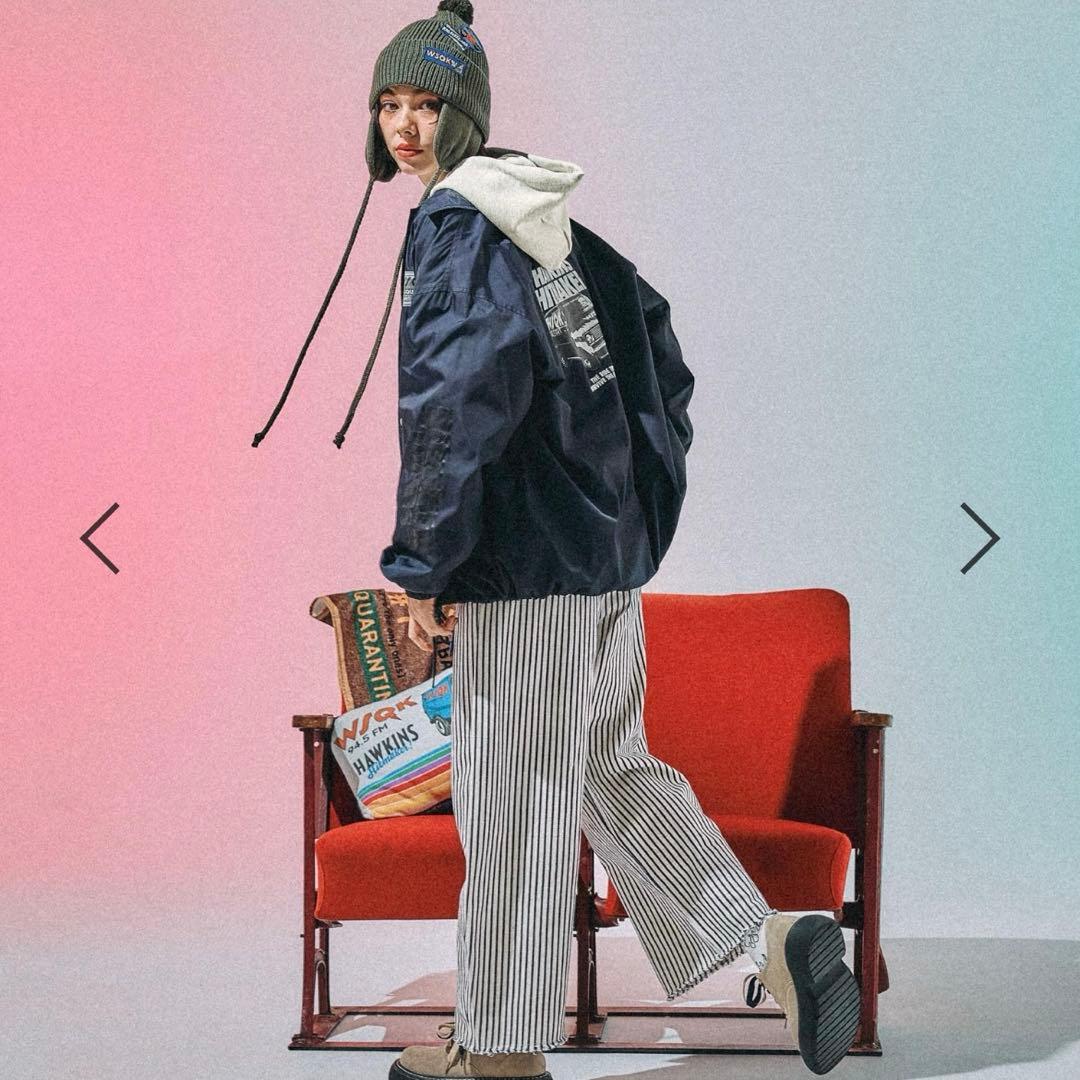 金曜日まで【ニコアンド✗﻿ストレンジャーシングス】コーチジャケット ネイビー