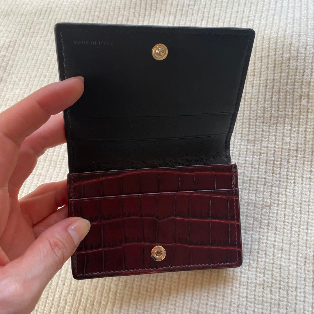 【値下げ！】スマイソン ほぼ未使用 イタリア製 名刺入れ 牛革 クロコ型押し