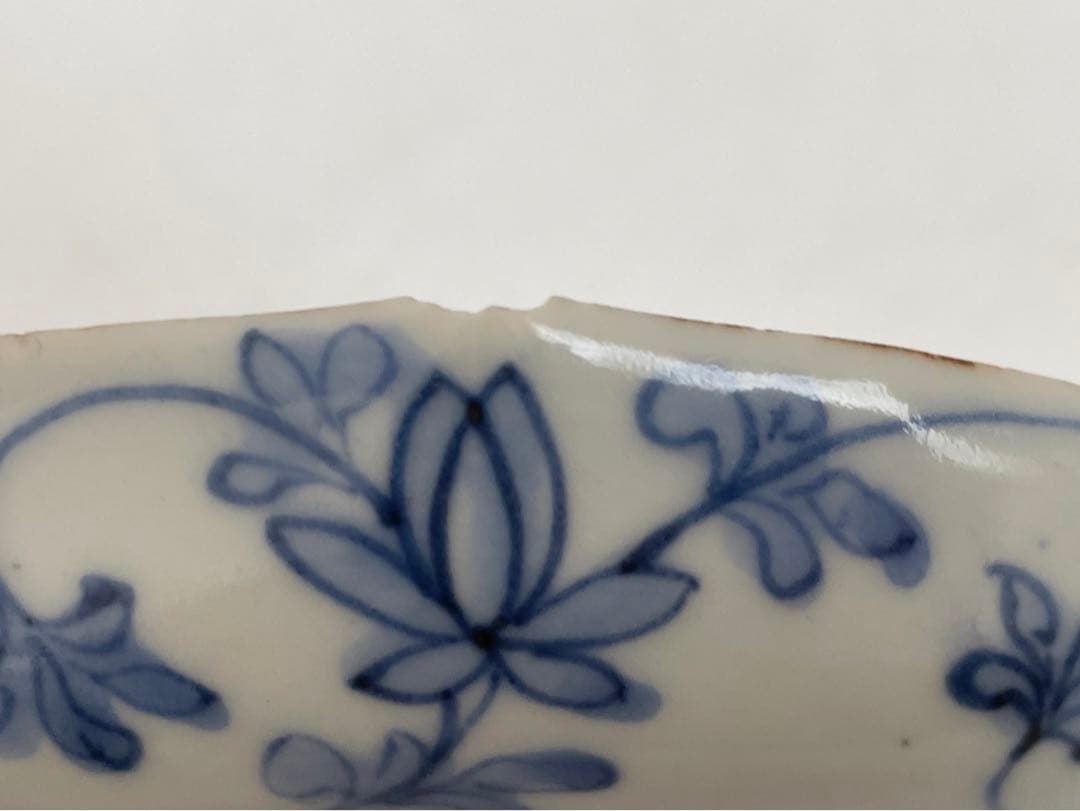 骨董　アンティーク　古伊万里　菱形　染付　逆唐草文様　変形皿　小皿　角福