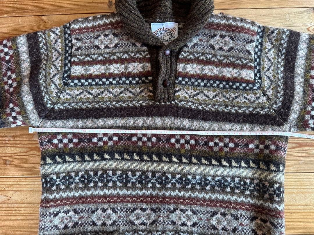 【Lサイズ】Jamison’s フェアアイル柄　ショールカラーセーターニット