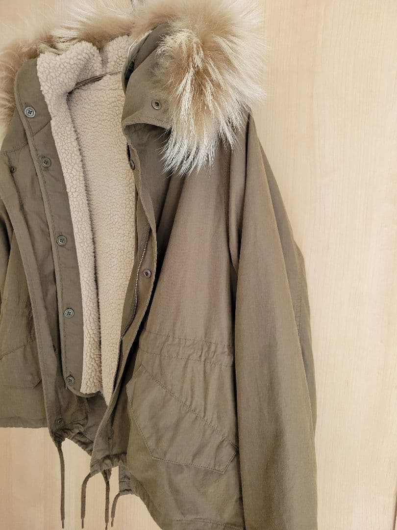 JOURNAL STANDARD ファー付きボアライニングジャケット カーキ　M
