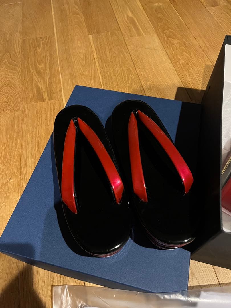 和装用草履とバッグセット 黒赤