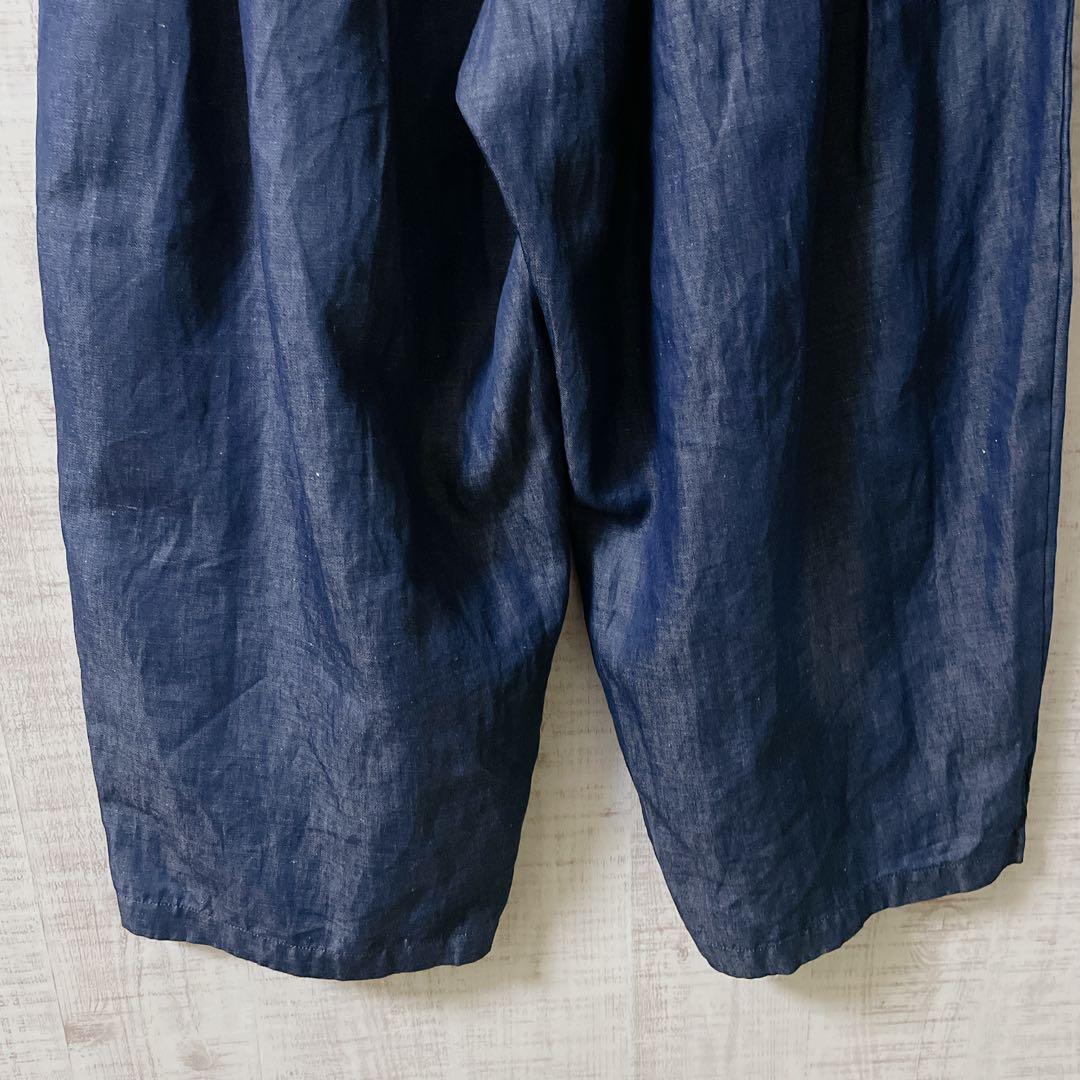 【新品】 ミズイロインド リネン ガウチョ バルーン ワイド パンツ プリーツ
