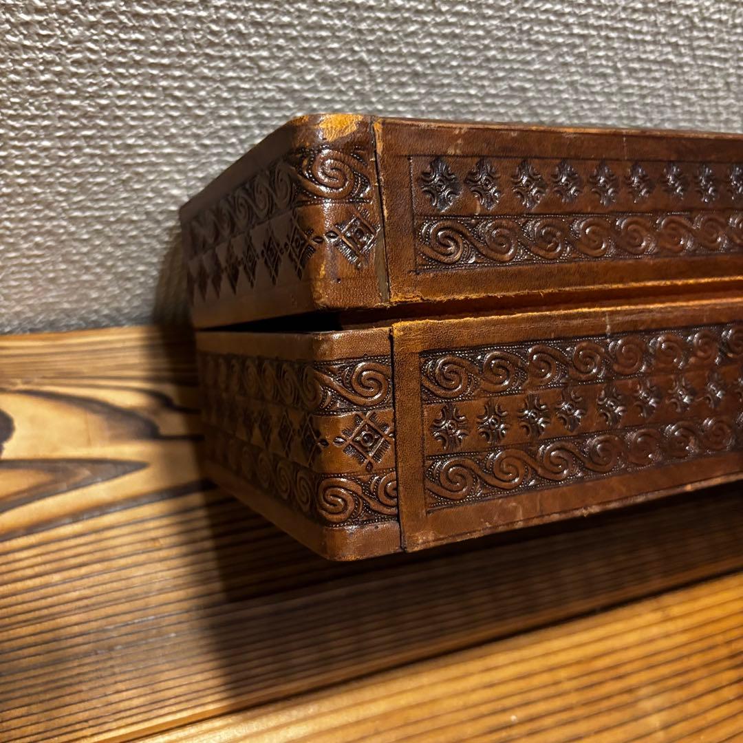 アンティーク　カジノセット　レザーボックスセット　ドミノ・トランプ・ダイス