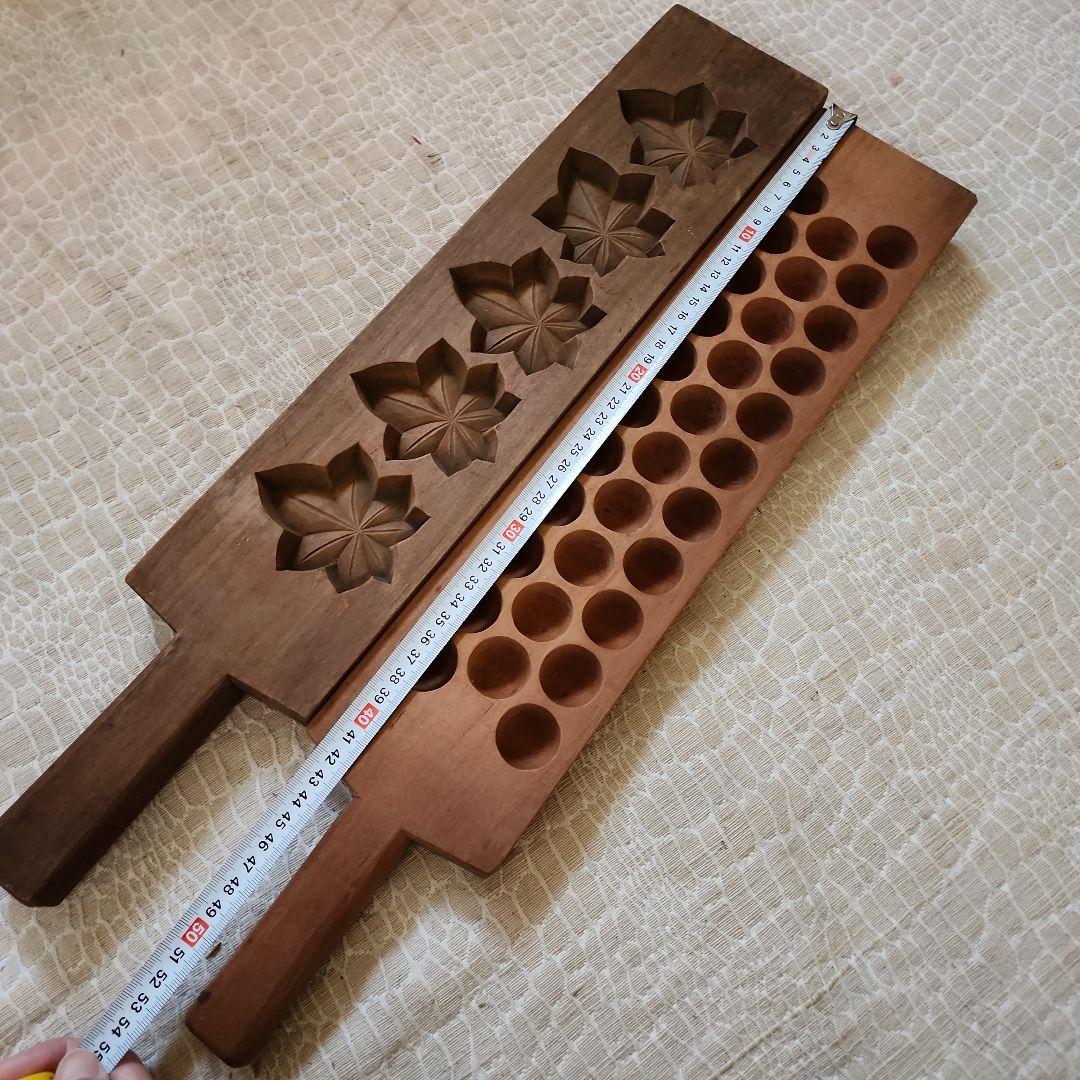 菓子木型2点セット-10　古い 木型 菓子型 和菓子 木製 古道具 古物