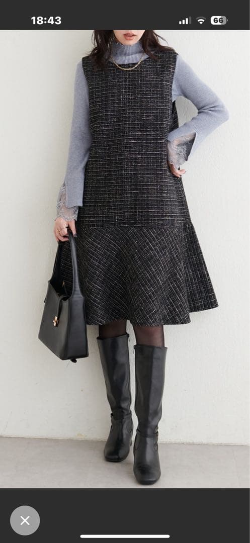 〈canami〉ツイードチェックミニワンピース