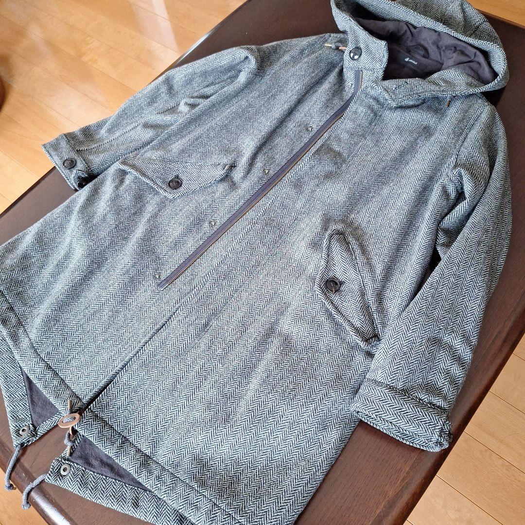 ジョンブル　Johnbull　ヘリンボーンモッズコート　S　ブラック×グレー