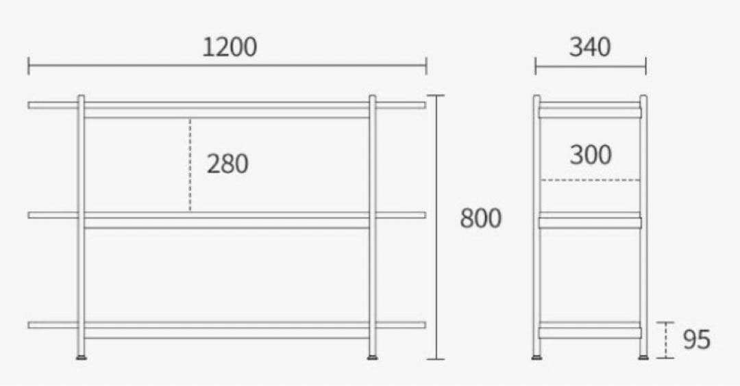 3段オープンシェルフ 黒