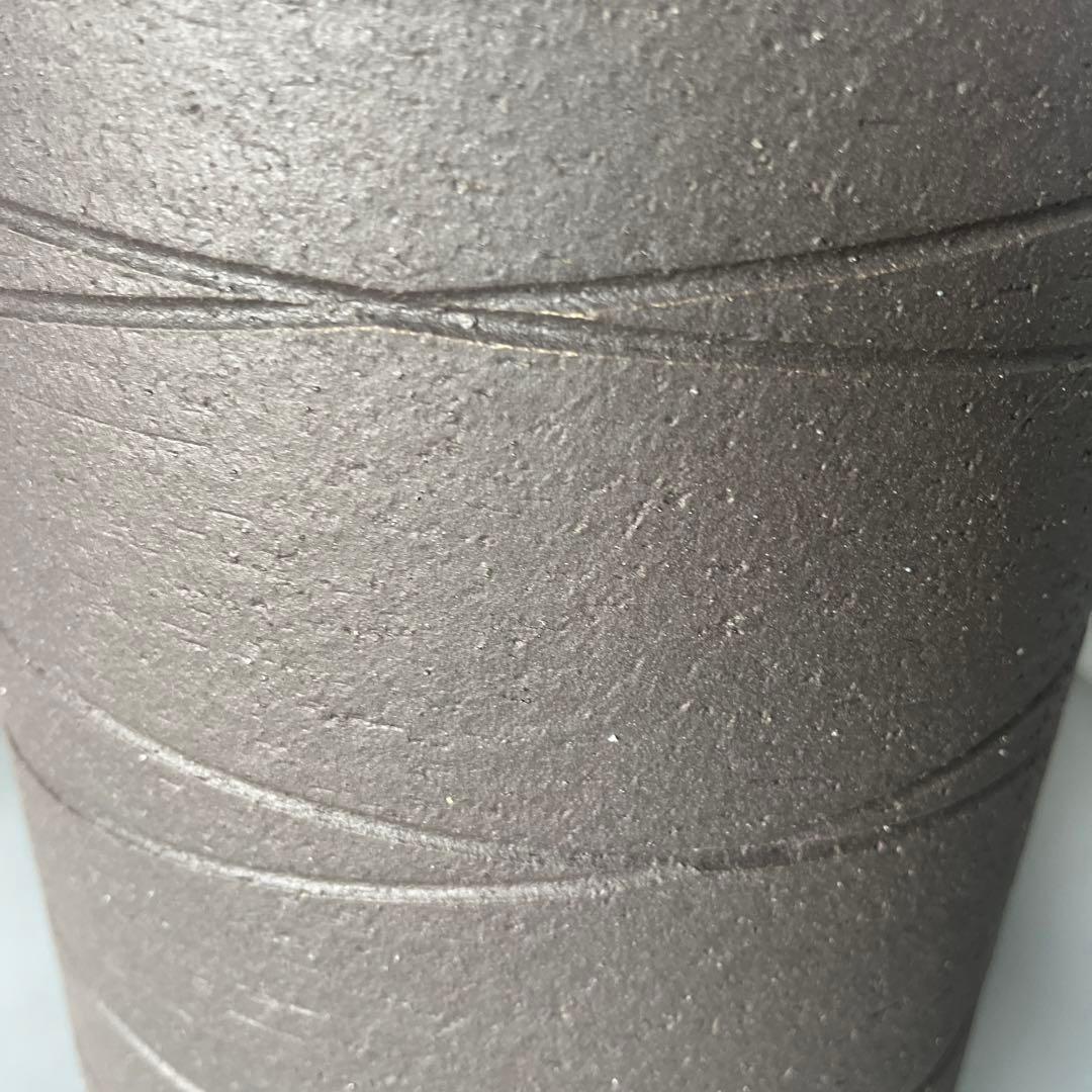 信楽焼傘立て  黒釉らせん 高さ42cm