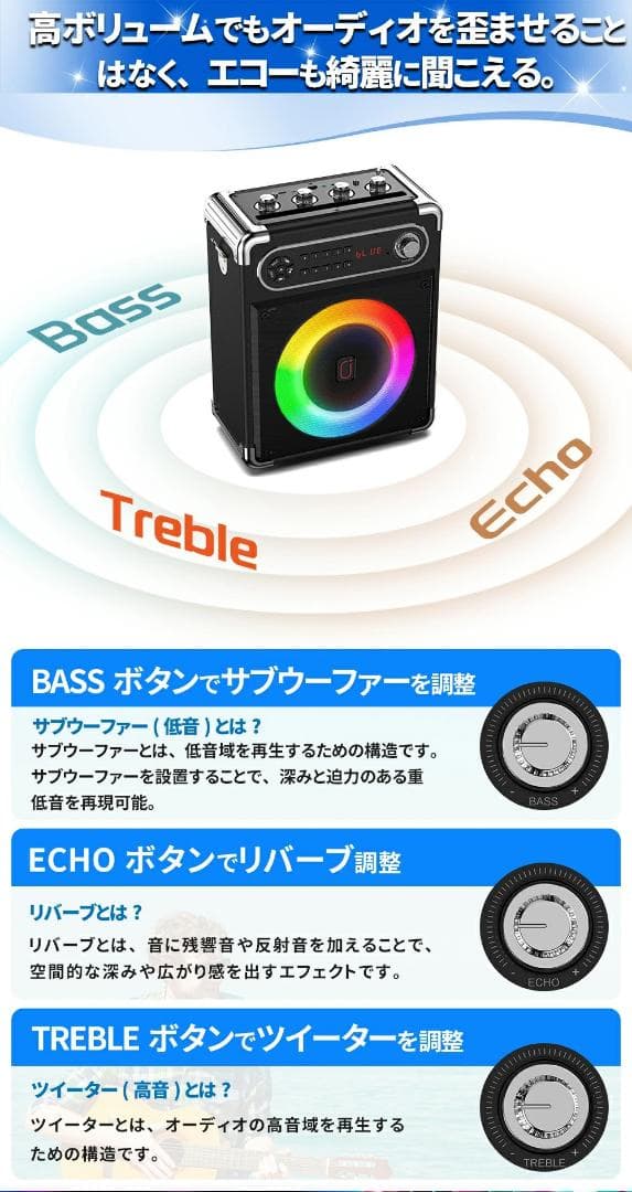 【R1804-74】家庭用カラオケセット Bluetooth5.0 マイク2本