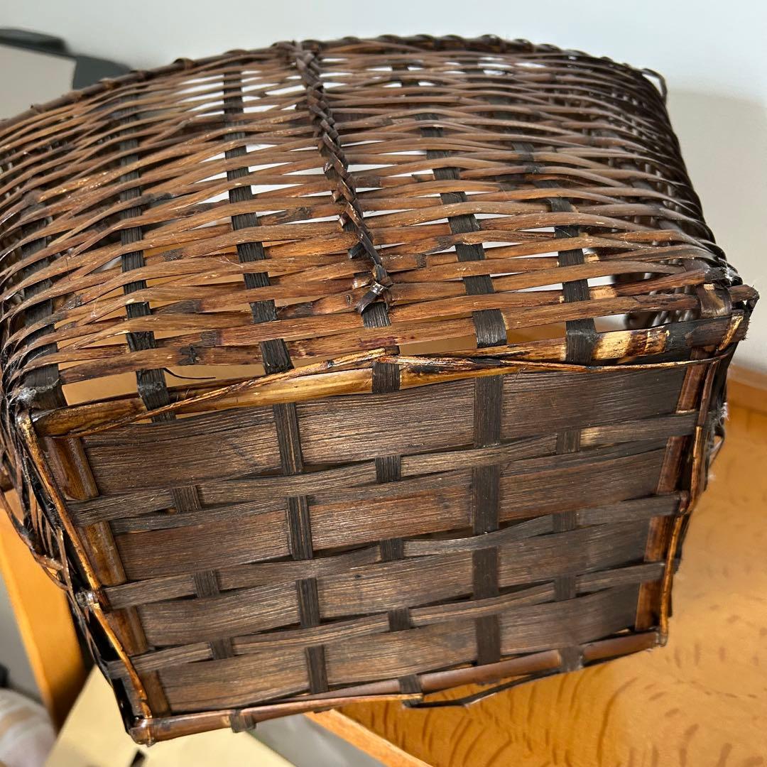竹籠　ラタン　特大サイズ　マガジンラック　スリッパ入れ　ドライフラワー入れ