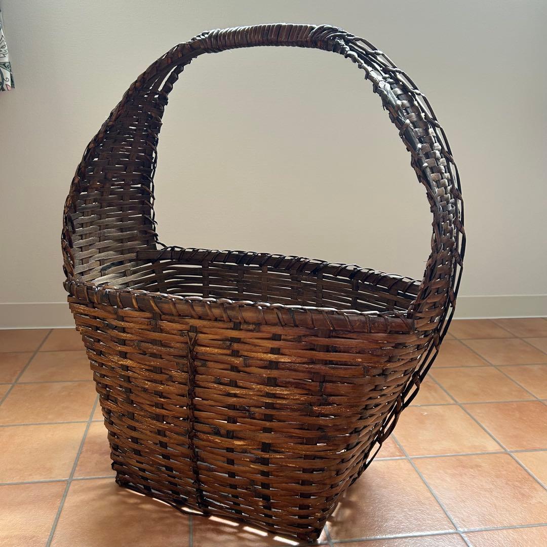 竹籠　ラタン　特大サイズ　マガジンラック　スリッパ入れ　ドライフラワー入れ