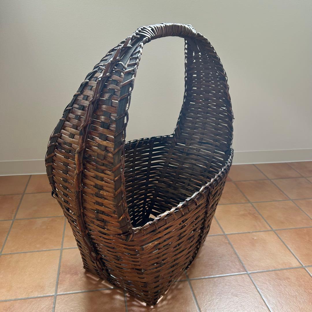 竹籠　ラタン　特大サイズ　マガジンラック　スリッパ入れ　ドライフラワー入れ