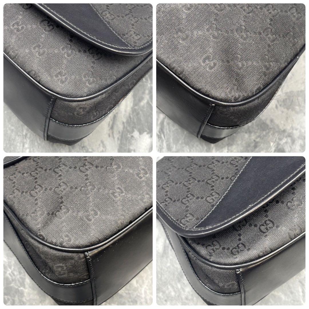 ✨美品✨GUCCI GG ショルダーバッグ ブラック ロゴ レザー ゴールド金具