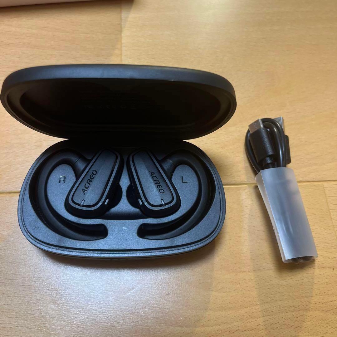 IPX7防水仕様 ブラック 次世代オープンイヤー ワイヤレスイヤホン