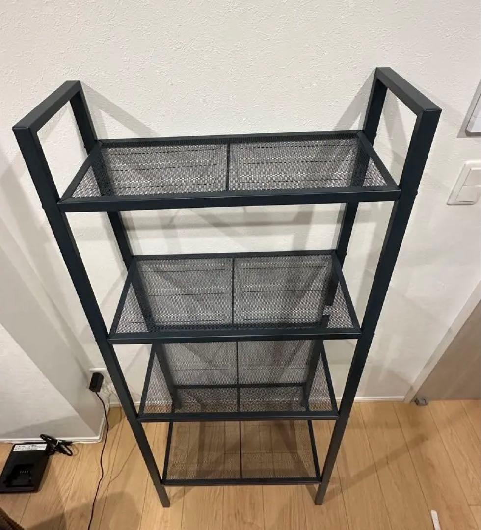 オープンシェルフ アイアンラック 4段 ダークグレー メッシュ棚