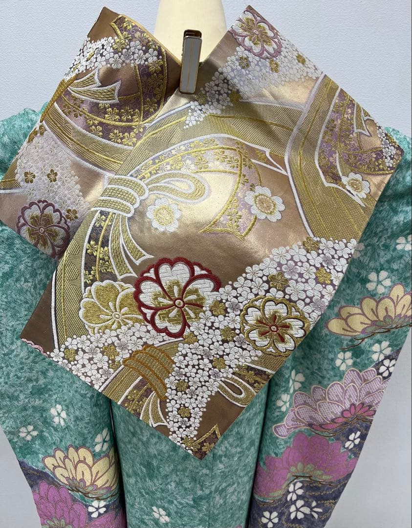 振り袖　フルセット　長襦袢付　金彩加工　疋田柄　結婚式　ふくれ織　成人式　740